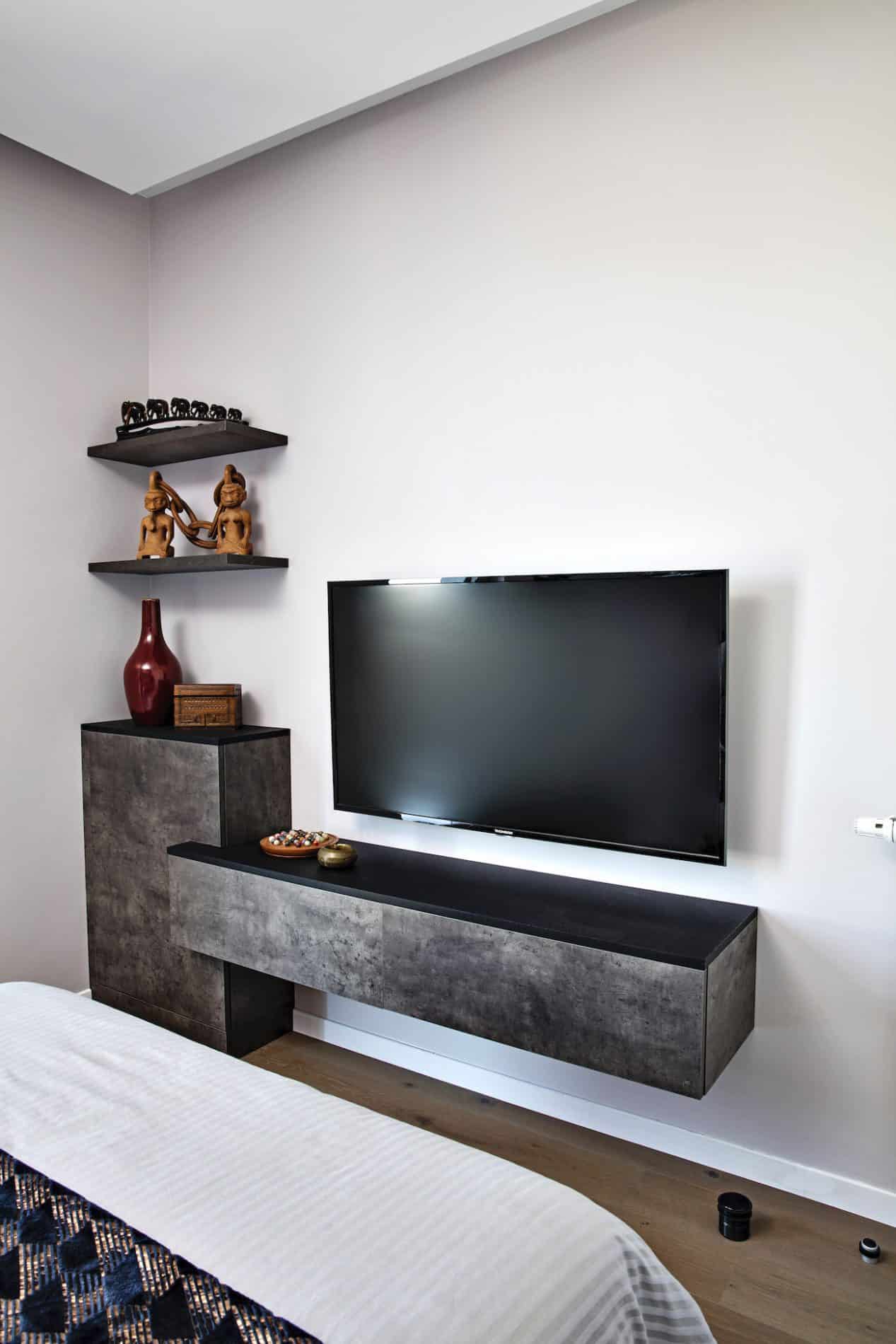 meuble TV design noir et gris foncé